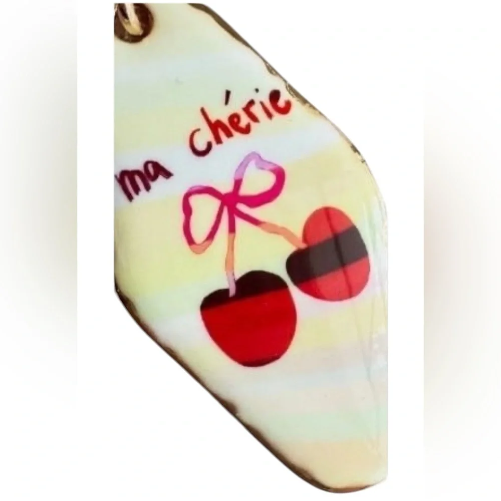 PIPER K Retro Style Motel Hotel Key Ma Chérie Cherry Keychain Bag Charm NEW NWT